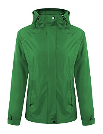 Meaneor Women's Long Sleeve Zip Up Hoodie Waterproof Rain Jacket Venture Jacket