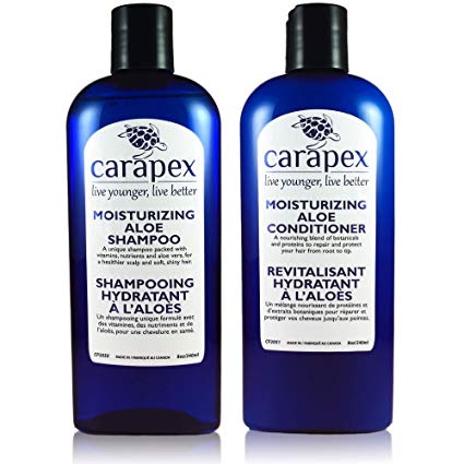 Unscented Shampoo and Conditioner Set, Carapex Moisturizing Aloe Duo, Anti Breakage, for Dry Hair, Damaged Hair, Sensitive Scalp, Paraben Free