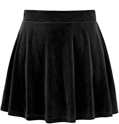 HDE Women's Vintage Velvet Flared Pleated A-Line Circle Mini Skater Skirt