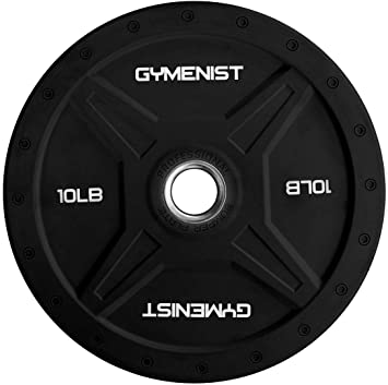 GYMENIST Bumper Plates is Made for 2 Inch Olympic Bars, Available from 10 LB up to 55 LB Premium Commercial Gym Quality Single