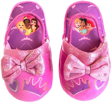 Disney Girls Princess Slippers - Fuzzy Slippers: Tangled, Little Mermaid, Beauty and the Beast (size 5-10 Toddler/size 11-12 Little Kid)