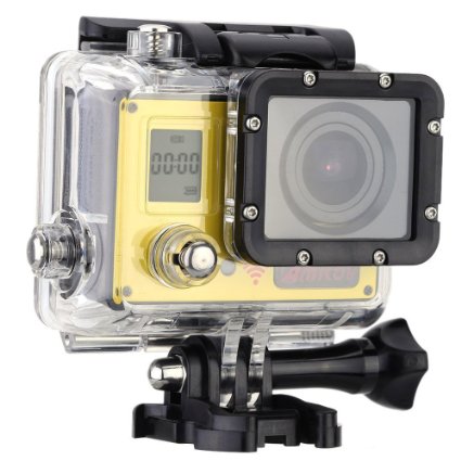 AMKOV AMK7000S 4K Ultra HD 60fps 20MP Wi-Fi Waterproof 40M Action Sports Camera w/ Remote Controller - Yellow