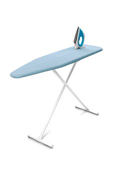 Homz T-Leg Steel Top Ironing Board with Foam Pad, Sky Blue Cover