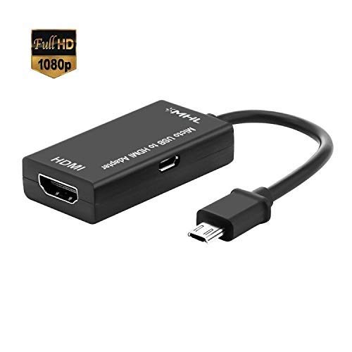 MHL to HDMI Converter, Micro USB to HDMI Cable Adapter with Video Audio Output Compatible with Samsung Galaxy S5, S4, S3, Note 4/3/2, HTC one LG Huawei and more (Black)