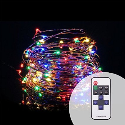 String Lights Dimmable, SOLLA Starry String Lights Remote Control USB Copper Wire lights, Color 33ft 100 LEDs, Waterproof Fairy Lights Ambiance Lighting Indoor Outdoor for Patio Wedding Christmas