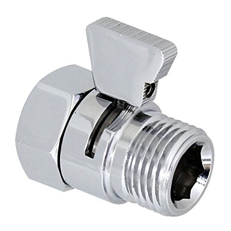 Aquafaucet S-003 Shower Head Shut-Off Valve Brass with Metal Handle, Polished Chrome
