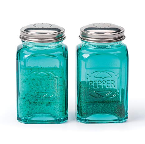 RSVP Retro Salt and Pepper Shakers, Turquoise