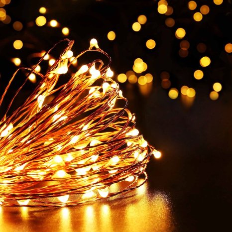Indoor Starry String lights, easyDecor Copper Wire 100 LED Warm white 33ft Decorative Christmas Fairy light for Party, Bedroom Decor, Wedding, Outdoor Decorations, Patio, Garden, Holiday, Home, Tree