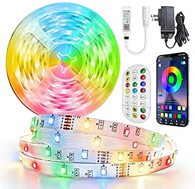 RGBWW Led Lights Strip 32.8 Ft，2835 Multi-Color Changing Warm White Tunable 16 Million Colors 20 Styles Modes Bluetooth APP Controller Music Sync LED Tape Lights Kits