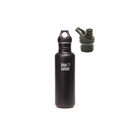 Klean Kanteen 27oz Bottle w/ Extra Sport Cap - Loop Cap (Shale Black w/extra Sport cap)