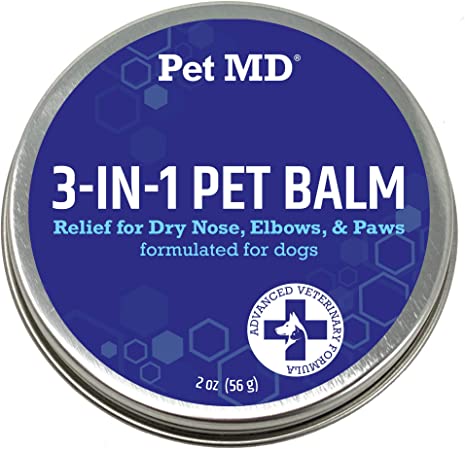 Pet MD Dog Paw Balm - 3-in-1 Paw, Nose/Snout, Elbow Moisturizer & Paw Protectors for Dogs - 2 oz Paw Wax with Shea Butter, Coconut Oil, Beeswax