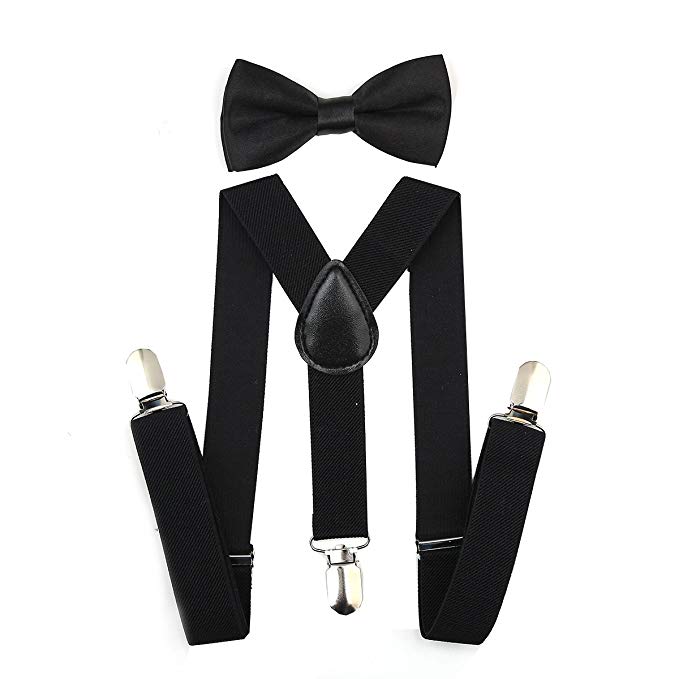 Child Kids Suspenders Bowtie Set - Adjustable Suspender Set for Boys and Girls