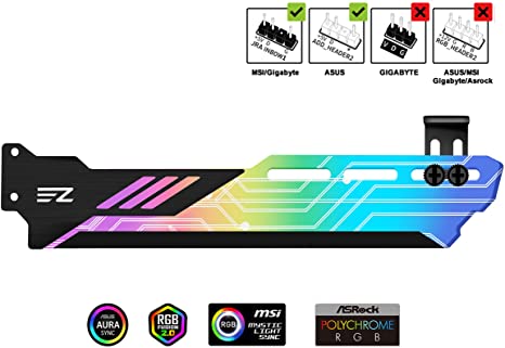 EZDIY-FAB RGB GPU Holder 5V 3-Pin Colorful RGB Graphics Card GPU Support Video Card Holder Bracket, Video Card Sag Holder/Holster Bracket- 309-1