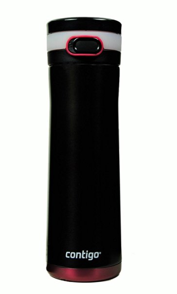 Contigo Glacier Stainless Water Bottle 20oz, Matte Black with Sangria Accents