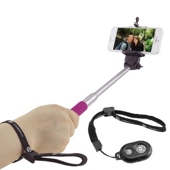 Selfie Stick with Bluetooth Remote for Smartphones - With Universal Phone Holder up to 3.25 Inch in Width - Adjustable Handheld Monopod 11" - 40" - Light, Compact, Easy to Carry ...