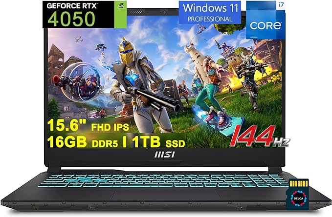 MSI Cyborg 15 Gaming Laptop | 15.6" FHD IPS 144Hz | Intel 10-core i7-13620H (&gt;i9-12900H) | 16GB DDR5 1TB SSD | GeForce RTX 4050 6GB Graphic | Backlit USB-C HDMI Win11Pro Black   32GB MicroSD Card