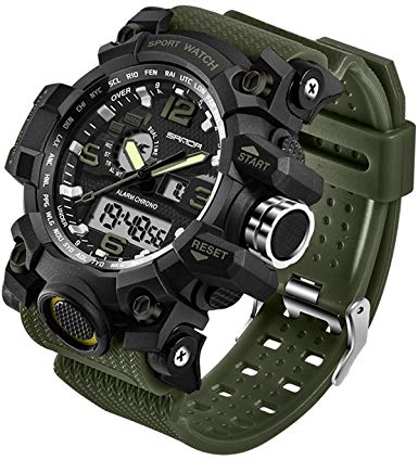 Men's Watches Military Sports Electronic Waterproof LED Stopwatch Digital Analog Dual Time Outdoor Army Wristwatch Tactical