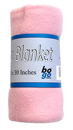 30x30 Inch Soft Fleece Baby Blanket - Assorted Style Print and Solid Blankets by bogo Brands (Solid Pink)