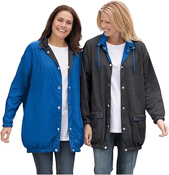 Woman Within Women's Plus Size Fleece Nylon Reversible Jacket