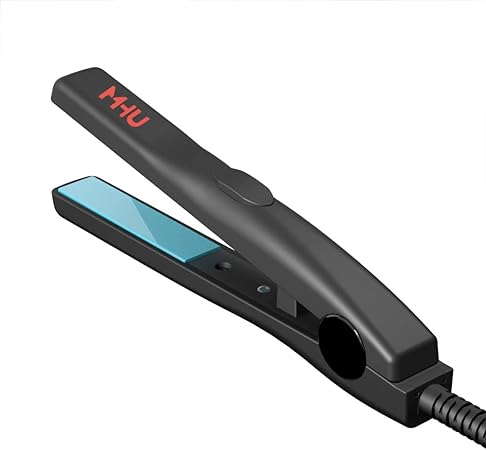Mini Flat Iron for Short Hair 0.5 inch Travel Size, Tourmaline Ceramic Small Hair Straightener, Lightweight and Portable for Travel Use, Black