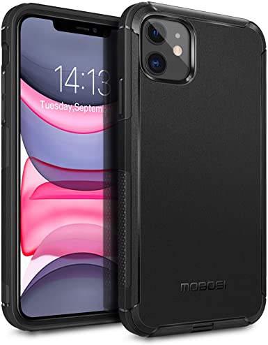 MOBOSI Excursion Series Compatible with iPhone 11 Case, Dual-Layer Drop Protection Dustproof Case with Shock-Absorbing Air Bumpers, Military Grade Heavy Duty Case (6.1 Inch 2019), Black