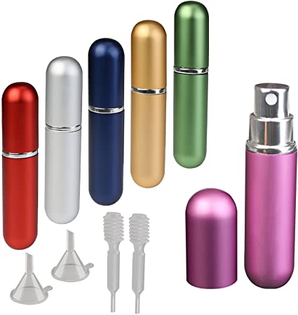 Perfume Atomizer Bottles,KAKOO 6 PCS 6 ML Portable Mini Spray Perfume Bottle with 2 Pcs Funnels and Pipettes for Outdoor Travel Appointment Party