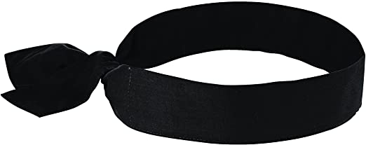 Cooling Bandana, Black, Evaporative Polymer Crystals for Cooling Relief, Tie for Adjustable Fit, Ergodyne Chill Its 6700