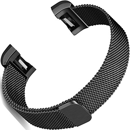 Fitbit Charge 2 Bands - C2DJOY (2017 New Design) Replacement Metal Milanese Large Small Stainless Steel Wristbands,for Fitbit Sports Fitness strap,Simple Fashion,Unique Magnet Clasp,2-Year Warranty