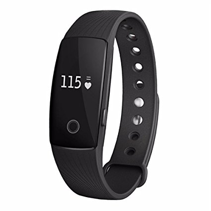 Witmood Bluetooth 4.0 Smart Bracelet Heart Rate Monitor Fitness Tracker Wristband Watch for IOS Android Smart Phones (Black)