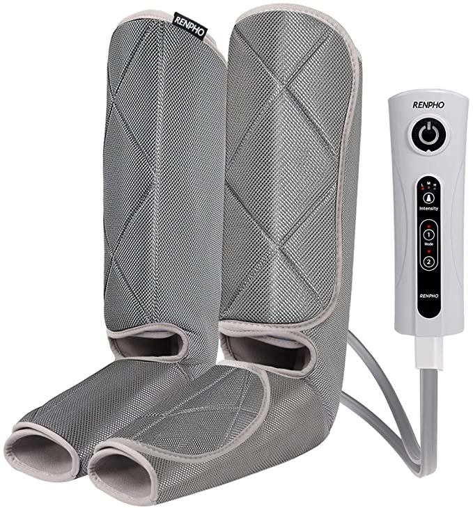 RENPHO Leg Massager for Circulation with Rechargeable Battery,Foot and Calf Massage for Relaxation, with Handheld Controller 3 Intensity 2 Modes, Useful for Leg Muscle Fatigue Relief