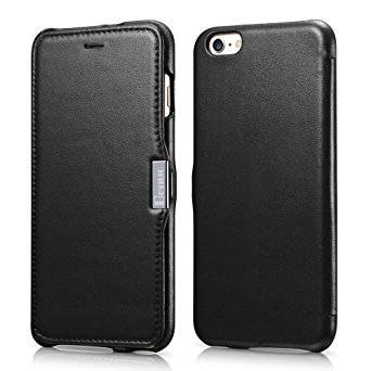 iPhone 6s / 6 Case, Benuo [Luxury Series] [Slim Style] Genuine Leather Folio Flip Corrected Grain Leather Case with Magnetic Closure for iPhone 6 / iPhone 6s 4.7 inch (Black)