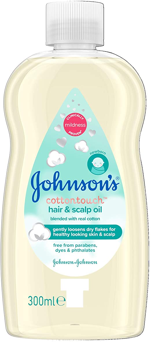 JOHNSON'S Baby Cottontouch Hair & Scalp Oil 300ml – Clinically Proven Suitable For Newborn Skin - Loosens Dry Flakes Caused by Cradle Cap