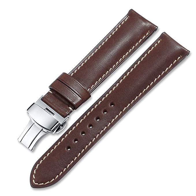 iStrap Calf Leather Watch Strap Quick Release Band Deployant Clasp Replacement 16 18 19 20 21 22 24mm