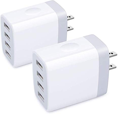 USB Wall Charger,Sicodo 4 Ports Charger Cube 2 Pack 4.8Amp USB Adapter Power Plug Charging Station Box Compatible with iPhone 11/X/8/7,Samsung Galaxy S10,S10 ,S9,S8,S7 Edge and Other USB Plug Devices