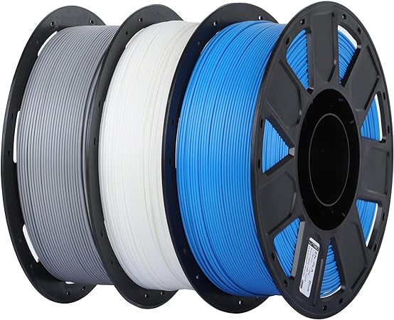 Creality 3D Printer PLA Filament 1.75mm Bundle 3 Packs (Gray,White,Blue)