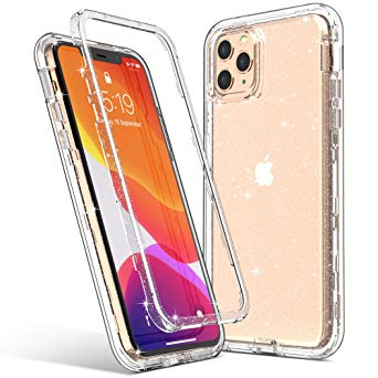 ULAK iPhone 11 Pro Max Case, Slim Clear Glitter Heavy Duty Shockproof Rugged Protection Transparent Soft TPU Protective Bling Phone Cover for Apple iPhone Pro Max 6.5 inch (2019), Clear Glitter