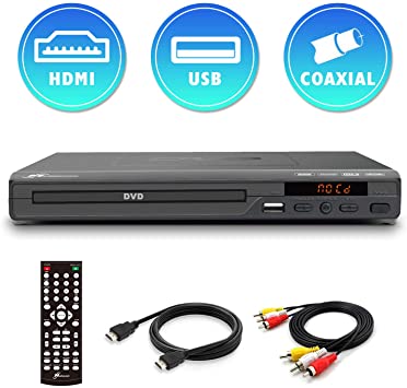 Mediasonic DVD Player – All Region DVD Players for Home with HDMI / AV Output, USB Multimedia Player Function, Upscaling 1080P, High Speed HDMI 2.0 & AV Cable Included (HW210AX)
