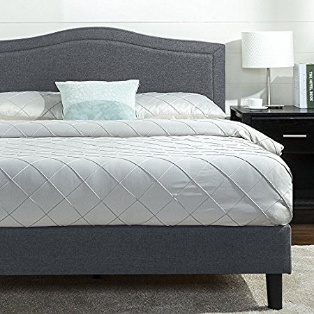 Zinus Avignon Upholstered Detail Stitched Scalloped Platform Bed, Full