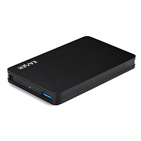 Eaxer Aluminum 2.5-Inch USB 3.0 External Hard Drive Enclosure Case for 2.5” SATA HDD/ SSD, [Support UASP, Optimized for SATA III SSD]