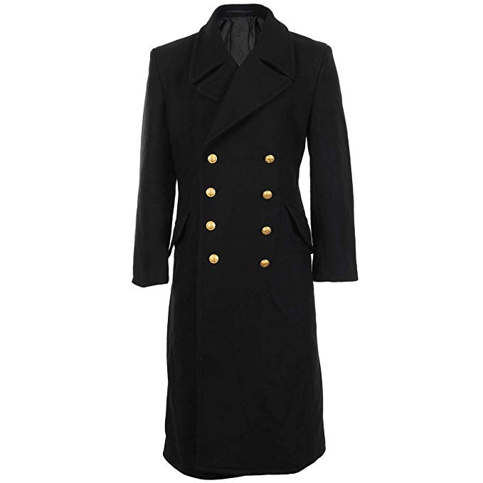 Black Full Length Double Brested Naval Great Coat