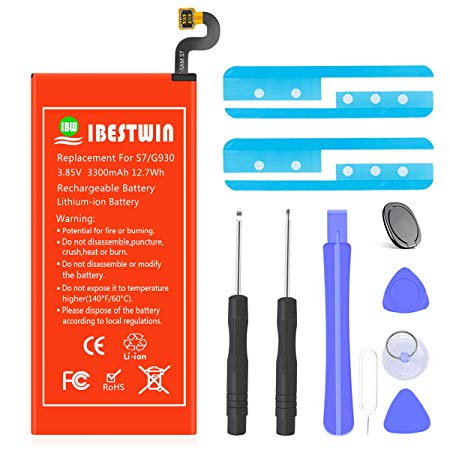 Galaxy S7 Battery, IBESTWIN 3300mAh 3.85V Replacement Battery Kit for Samsung Galaxy S7 EB-BG930ABE SM-G930 G930V, G930A, G930T, G930P with Full Remove Tools and Instruction, 3 Years Warranty