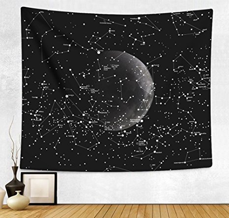 HAOCOO Starry Sky Pattern Wall Hanging Tapestry for Bedroom / Living Room / Dorm Accessories (51 x 60 Inch, Moon Constellations)