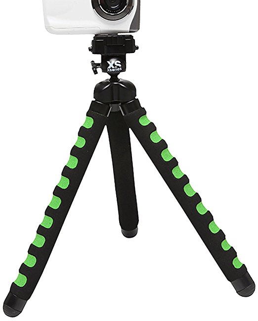 XSories Big Bendy Flexible Camera Tripod For GoPro, Digital, And Action Sports Cameras (Black/Green)
