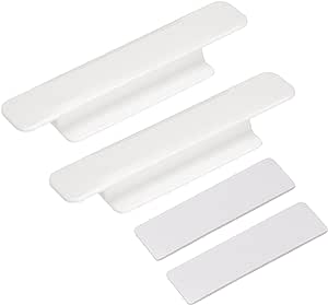 uxcell 2Pcs Self-Stick Handles, White Plastic Self-Adhesive Instant Drawer Handles Pulls for Bathroom, Closet, Wardrobe, Dresser, Window (110mm/4.33" Length)