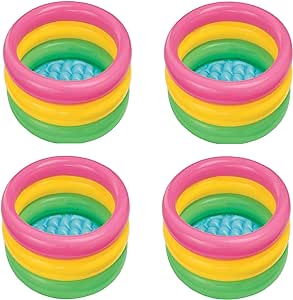 Intex 34in x 10in Sunset Glow Soft Inflatable Baby/Kids Swimming Pool (4 Pack)