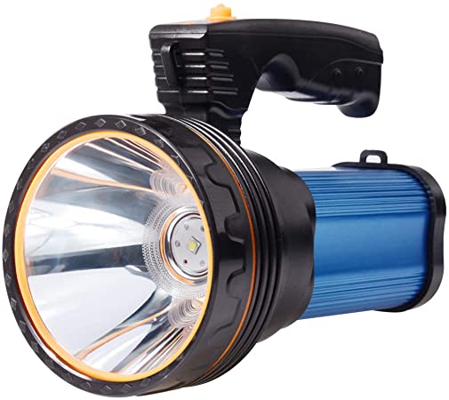 Eornmor Outdoor Handheld Portable Flashlight 6000 Lumens Waterproof USB Rechargeable Super Bright LED Spotlight Torch Searchlight Multi-Function Long Shots Lamp, 9000Mah 35W (Blue)