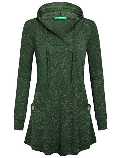 Kimmery Woman Long Sleeve Heaps Collar Double Pockets Loose Fitting Tunic