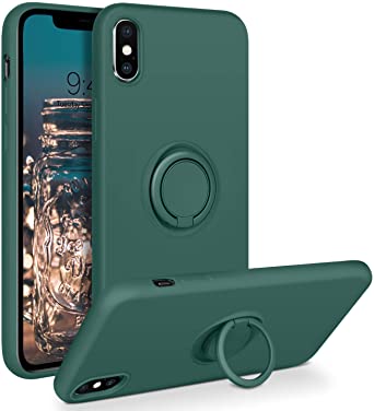 BENTOBEN iPhone Xs Max Case, Slim Silicone | 360° Ring Holder Kickstand | Magnetic Car Mount | Anti-Scratch Non-Slip Ptotective Case for iPhone Xs Max 6.5 inch, Midnight Green