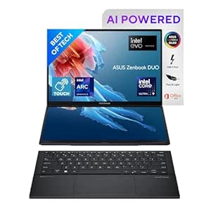 ASUS Zenbook Duo OLED (2024), 14" (35.56cm) FHD OLED Touch Display, Intel Core Ultra 9 185H, Built-in AI, Dual Screen Laptop (32GB/1TB SSD/Intel Arc Graphics/Win11/Gray/1.65 Kg), UX8406MA-QL961WS