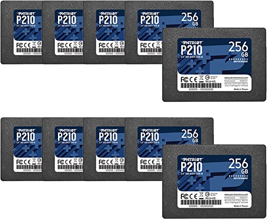 Patriot P210 SATA 3 256GB SSD 2.5 Inch Internal Solid State Drive 10 Pack, Lot of 10 - P210S256G25